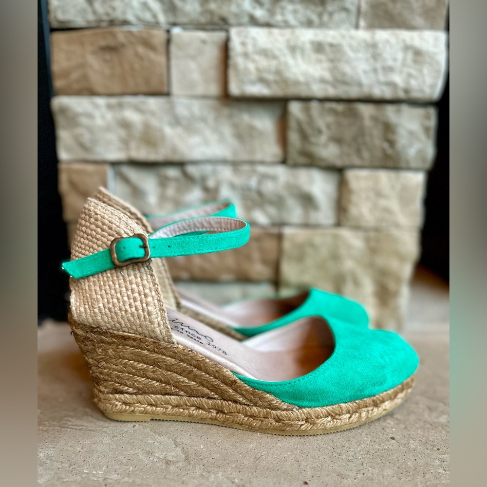Green Espadrille Wedge Sandals